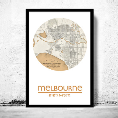 Melbourne - city poster - city map poster print