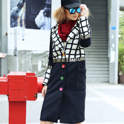 Carrousel fashion plaid with candy buttons overcoat h53u903