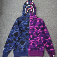 BATHING BAP UNIVERSE SHARK FULL ZIP HOODIE CAMO PURPLE BLUE SWEATSHIRT - Thumbnail 1