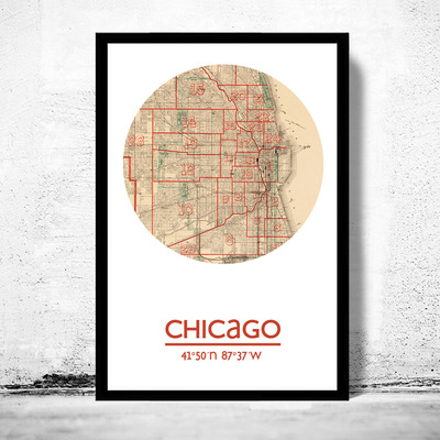 Chicago - city poster - city map poster print - Thumbnail 4