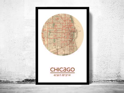 CHICAGO - city poster - city map poster print