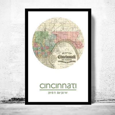 Cincinnati - city poster - city map poster print - Thumbnail 5