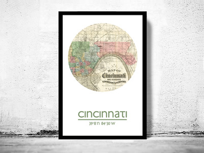 CINCINNATI - city poster - city map poster print