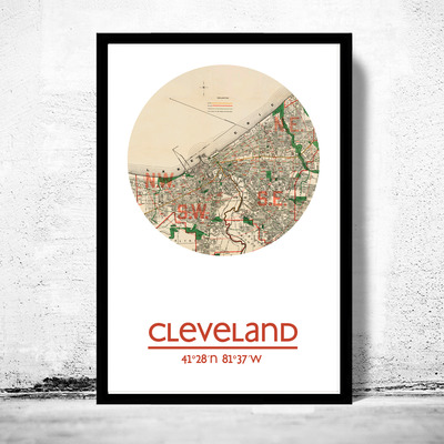 Cleveland - city poster - city map poster print - Thumbnail 5
