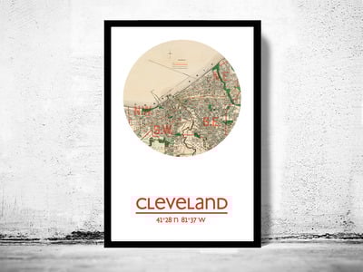 CLEVELAND - city poster - city map poster print