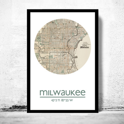 Milwaukee - city poster - city map poster print