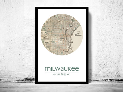 MILWAUKEE - city poster - city map poster print