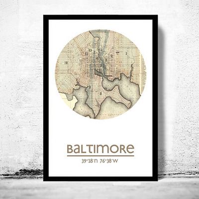 Baltimore - city poster - city map poster print