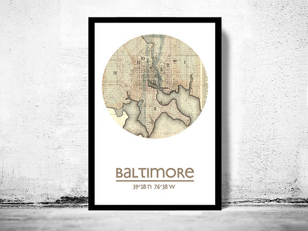 BALTIMORE - city poster - city map poster print