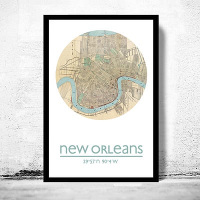 New orleans - city poster - city map poster print