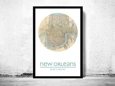 NEW ORLEANS - city poster - city map poster print