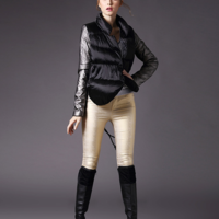  VITI HIGH CLASS PU SILVER LEATHER STITCHED BLACK WINTER COAT 8088 - Thumbnail 1