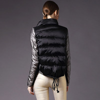  VITI HIGH CLASS PU SILVER LEATHER STITCHED BLACK WINTER COAT 8088 - Thumbnail 2