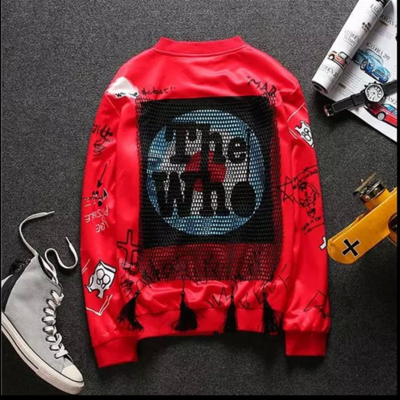 Valentine japanese decorative collar mesh cardigan red sweatshirt baseball coat