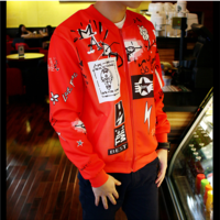 VALENTINE JAPANESE DECORATIVE COLLAR MESH CARDIGAN RED SWEATSHIRT BASEBALL COAT - Thumbnail 3
