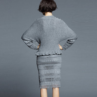 VITI BAT SLEEVES ELEGANT GRAY BLACK DRESS 1223 - Thumbnail 2