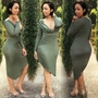Sexy Lexy Dress-Olive - Thumbnail 1