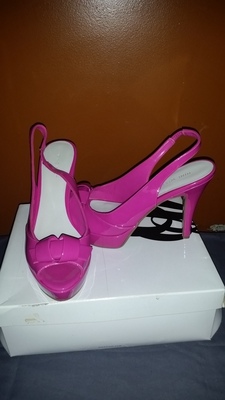 Pink Patent Leather Sling Back Heel
