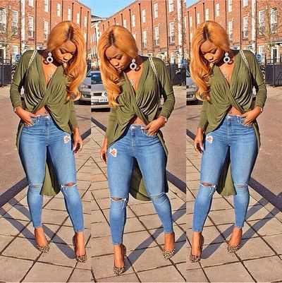 Sexy V Neck Long Sleeves Asymmetrical Green Polyester Dress