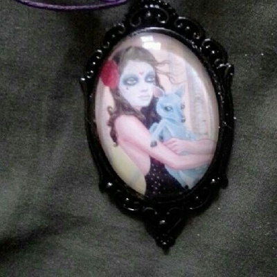 Sugar skull lolita day of the dead with blue fawn cameo