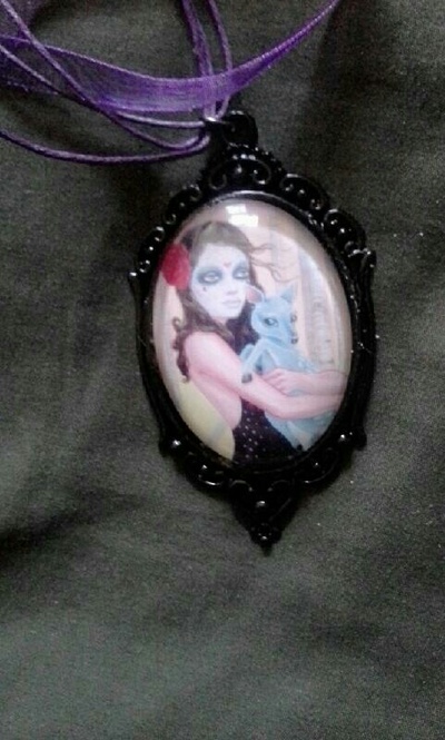 Sugar skull lolita day of the dead with blue fawn cameo