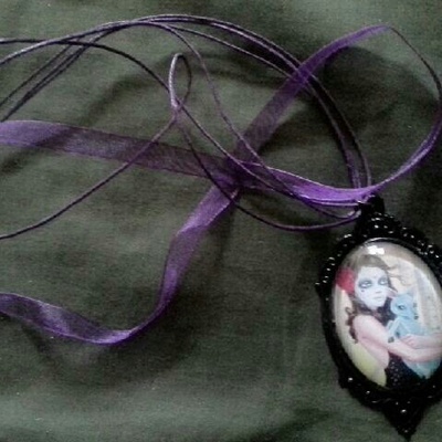 Sugar skull lolita day of the dead with blue fawn cameo