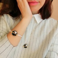 Harajuku planet kitty necklace bracelet - Thumbnail 1