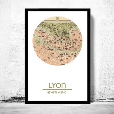 Lyon - city poster - city map poster print - Thumbnail 2