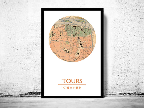TOURS - city poster - city map poster print