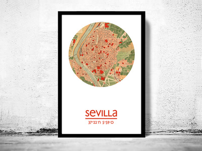 SEVILLA - city poster - city map poster print