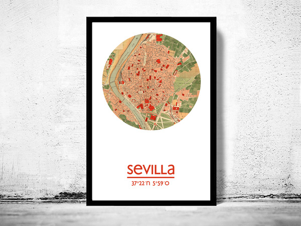 SEVILLA - city poster - city map poster print