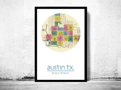 AUSTIN TX - city poster - city map poster print