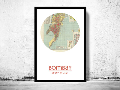 BOMBAY - city poster - city map poster print