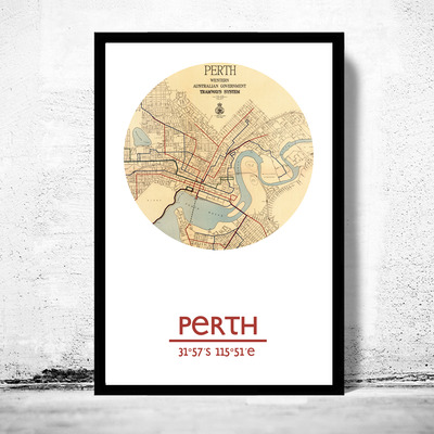 Perth - city poster - city map poster print