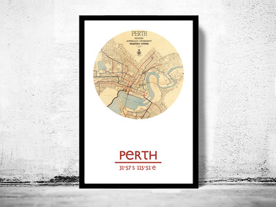 PERTH - city poster - city map poster print