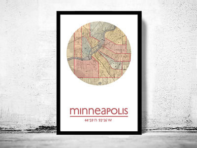 MINNEAPOLIS - city poster - city map poster print