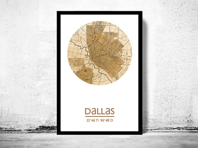 DALLAS - city poster - city map poster print
