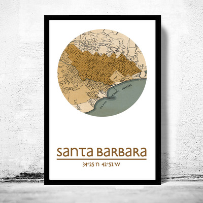 Santa barbara ca - city poster - city map poster print