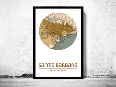 SANTA BARBARA CA - city poster - city map poster print