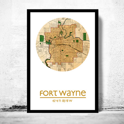 Fort wayne - city poster - city map poster print