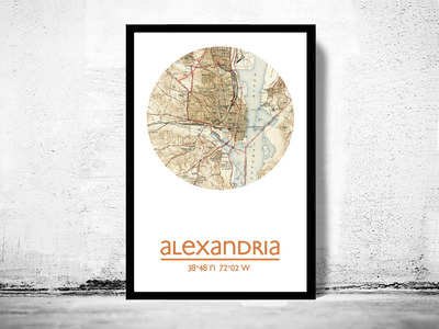 ALEXANDRIA VA - city poster - city map poster print