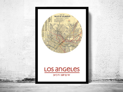 LOS ANGELES (2) - city poster - city map poster print