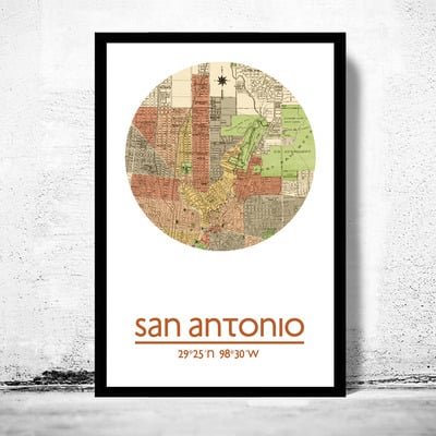 San antonio - city poster - city map poster print