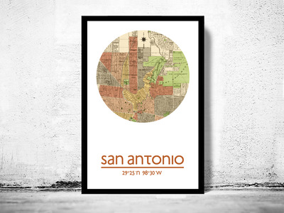 SAN ANTONIO - city poster - city map poster print