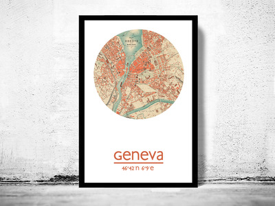 GENEVA - city poster - city map poster print