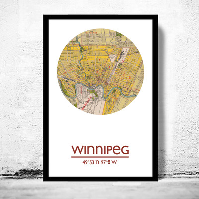 Winnipeg - city poster - city map poster print