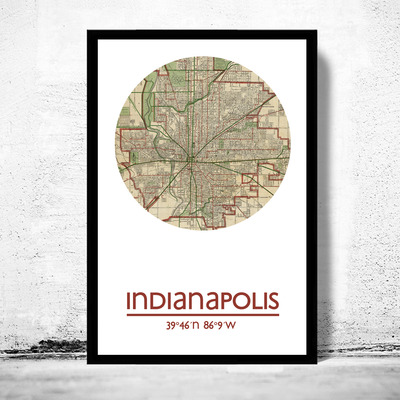 Indianapolis - city poster - city map poster print - Thumbnail 1