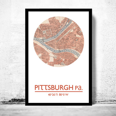 Pittsburgh - city poster - city map poster print - Thumbnail 2