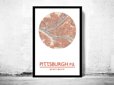 PITTSBURGH - city poster - city map poster print