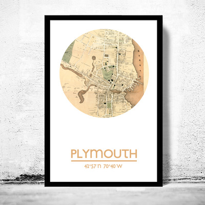 Plymouth ma - city poster - city map poster print